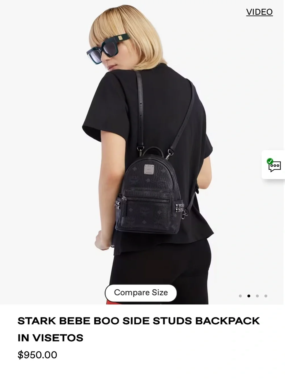 MCM Stark Bebe Boo Side Studs Backpack in Black Authentic